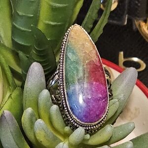 Rainbow Solar Quartz Ring - Enhances energy